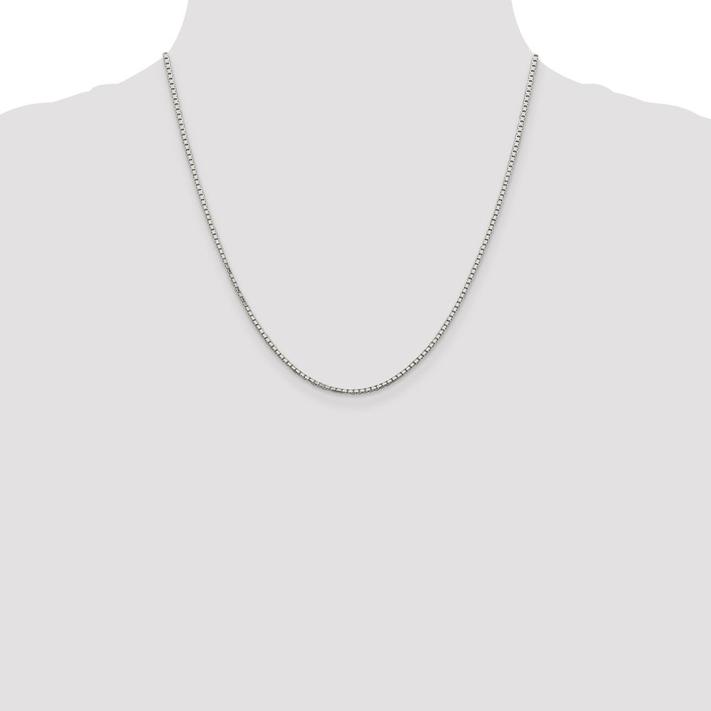 Sterling Silver Rhodium-plated 1.7mm 8 Sided Mirror Box Chain