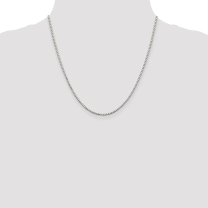 Sterling Silver Rhodium-plated 1.7mm 8 Sided Mirror Box Chain
