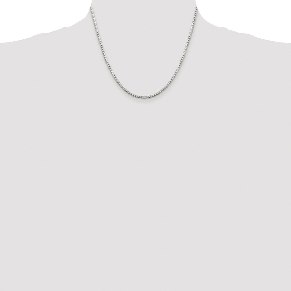 Sterling Silver Rhodium-plated 2mm 8 Sided Box Chain
