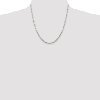 Sterling Silver Rhodium-plated 2mm 8 Sided Box Chain