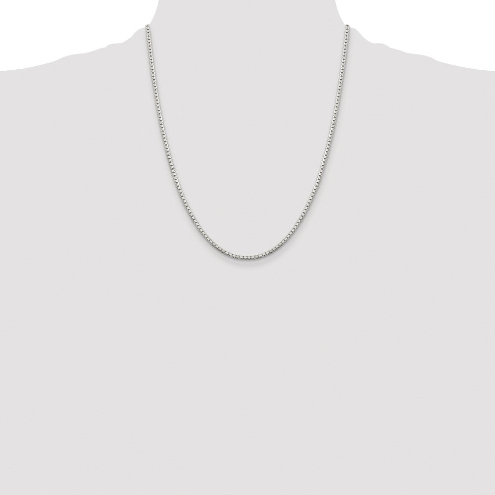 Sterling Silver Rhodium-plated 2mm 8 Sided Box Chain