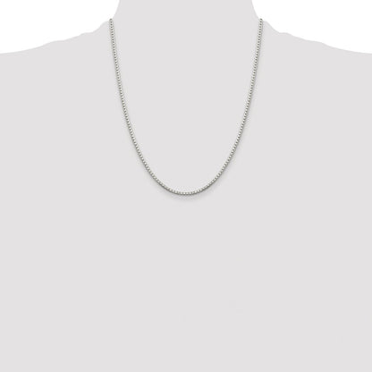 Sterling Silver Rhodium-plated 2mm 8 Sided Box Chain