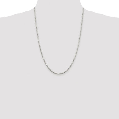 Sterling Silver Rhodium-plated 2mm 8 Sided Box Chain