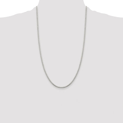 Sterling Silver Rhodium-plated 2mm 8 Sided Box Chain