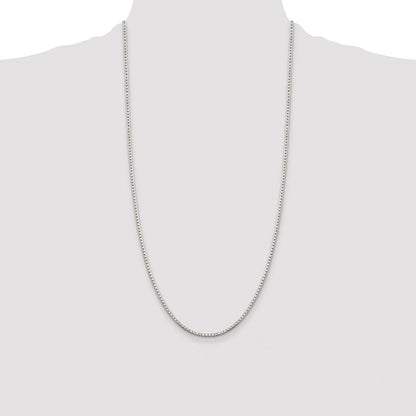 Sterling Silver Rhodium-plated 2mm 8 Sided Box Chain