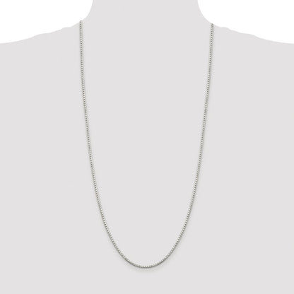 Sterling Silver Rhodium-plated 2mm 8 Sided Box Chain