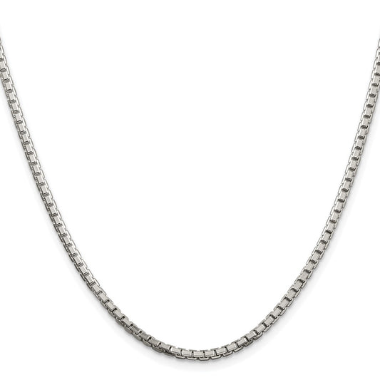 Sterling Silver Rhodium-plated 2.5mm 8 Sided Box Chain