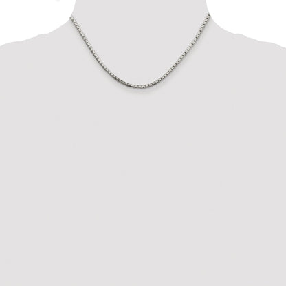 Sterling Silver Rhodium-plated 2.5mm 8 Sided Box Chain
