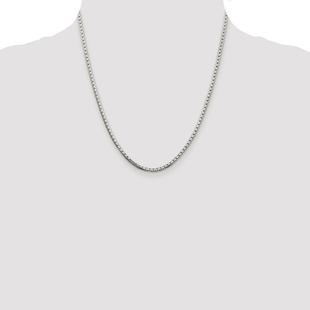 Sterling Silver Rhodium-plated 2.5mm 8 Sided Box Chain