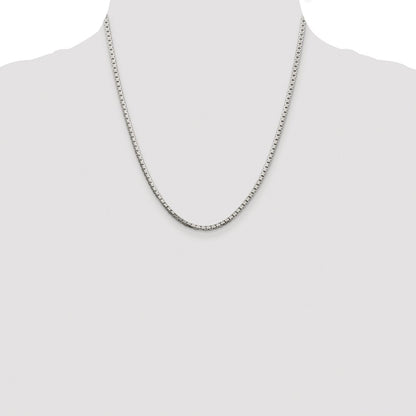 Sterling Silver Rhodium-plated 2.5mm 8 Sided Box Chain