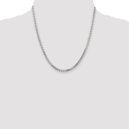 Sterling Silver Rhodium-plated 2.9mm 8 Sided Box Chain
