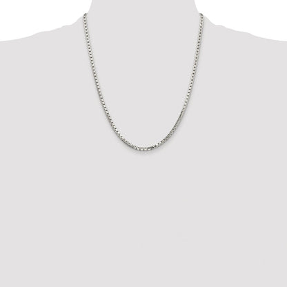 Sterling Silver Rhodium-plated 2.9mm 8 Sided Box Chain