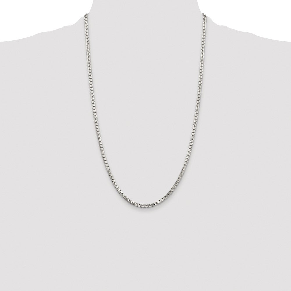 Sterling Silver Rhodium-plated 2.9mm 8 Sided Box Chain