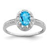 Sterling Silver Rhodium-plated Diam. & Blue Topaz Ring