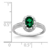 Sterling Silver Rhodium-plated Diam. & Created Emerald Ring