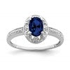 Sterling Silver Rhodium-plated Diam. & Created Sapphire Ring