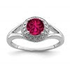 Sterling Silver Rhodium-plated Diam. & Created Ruby Ring