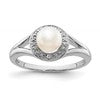 Sterling Silver Rhodium-plated Diam. & FW Cultured Pearl Ring