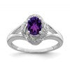 Sterling Silver Rhodium-plated Diam. & Amethyst Ring