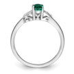 Sterling Silver Rhodium-plated Created Emerald Ring