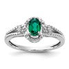 Sterling Silver Rhodium-plated Created Emerald & Diam. Ring