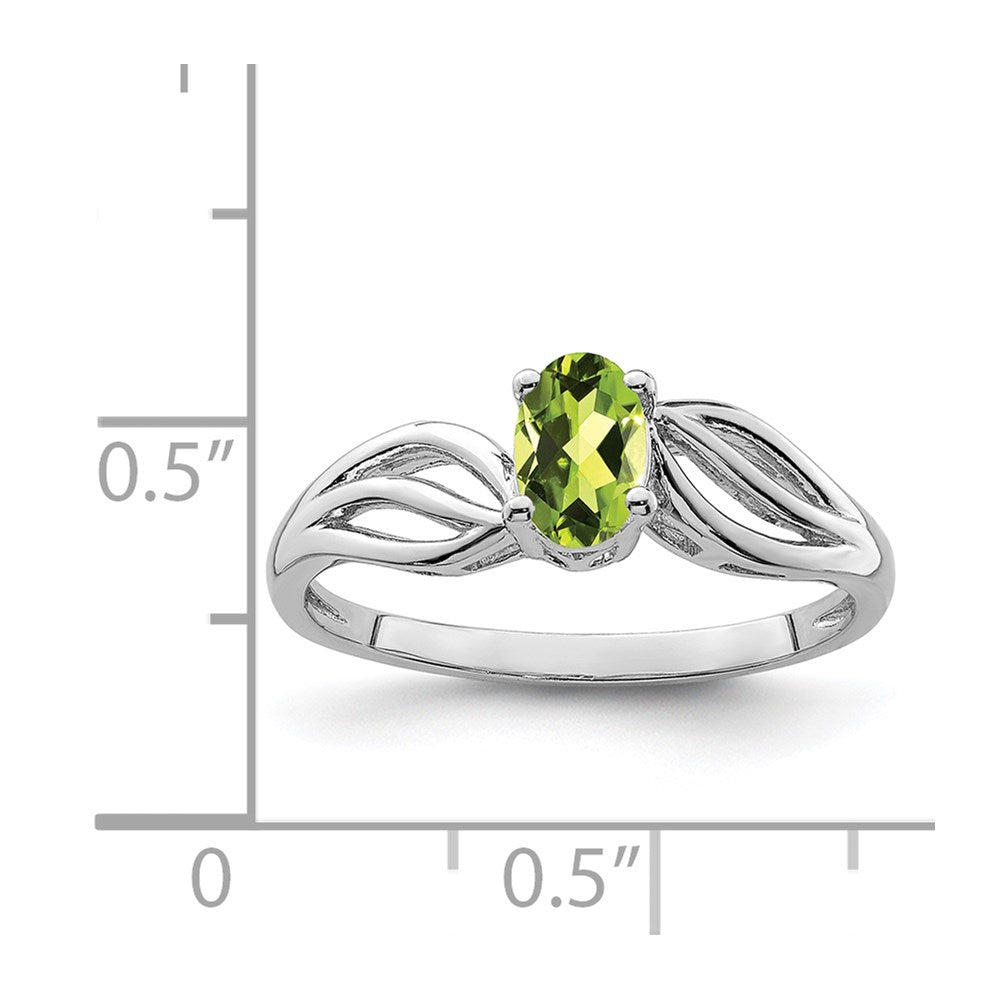 Sterling Silver Rhodium-plated Peridot Ring
