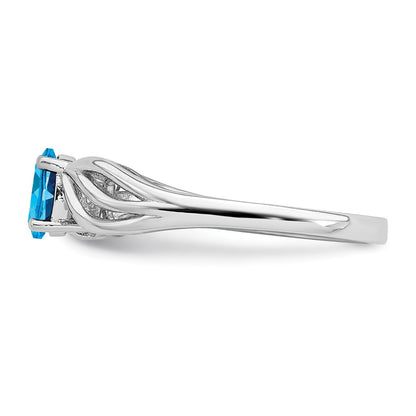 Sterling Silver Rhodium-plated Light Swiss Blue Topaz Ring