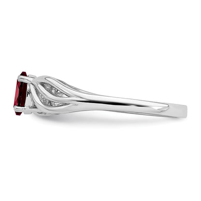 Sterling Silver Rhodium-plated Garnet Ring