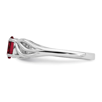 Sterling Silver Rhodium-plated Created Ruby Ring