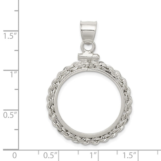 Wideband Distinguished Coin Jewelry Sterling Silver Polished Rope 21.1 x 2.0mm $0.05 Screw Top Coin Bezel Pendant