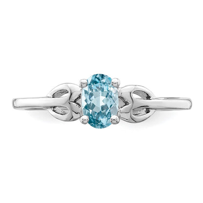 Sterling Silver Rhodium-plated Light Swiss Blue Topaz Ring