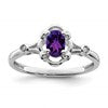 Sterling Silver Rhodium-plated Amethyst & Diam. Ring