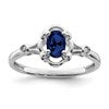 Sterling Silver Rhodium-plated Created Sapphire & Diam. Ring