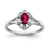 Sterling Silver Rhodium-plated Created Ruby & Diam. Ring