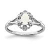 Sterling Silver Rhodium-plated Created Opal & Diam. Ring