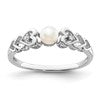 Sterling Silver Rhodium-plated FW Cultured Pearl & Diam. Ring