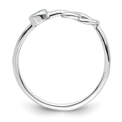 Sterling Silver Rhodium-plated Polished Infinity Aquamarine Ring