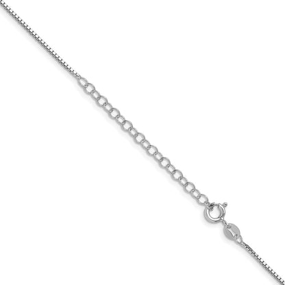 Sterling Silver Rhodium-plated 1.1mm Box Chain w/2in ext.