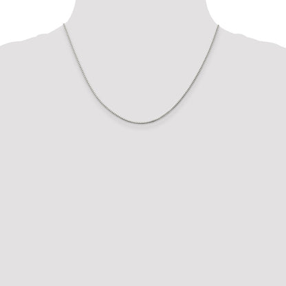 Sterling Silver Rhodium-plated 1.25mm Box Chain w/2in ext.
