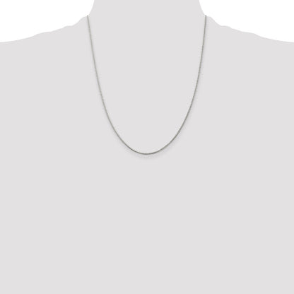 Sterling Silver Rhodium-plated 1.25mm Box Chain w/4in ext.