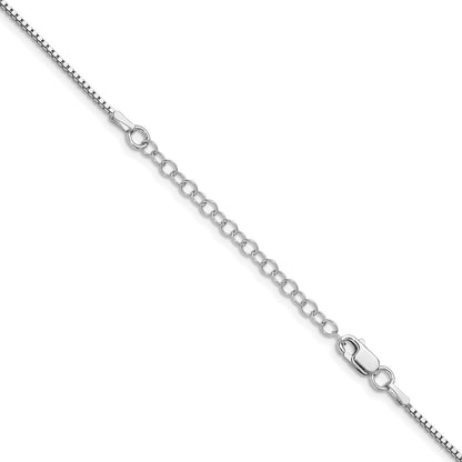 Sterling Silver Rhodium-plated 1.25mm Box Chain w/2in ext.