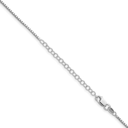 Sterling Silver Rhodium-plated 1.4mm Box Chain w/2in ext.