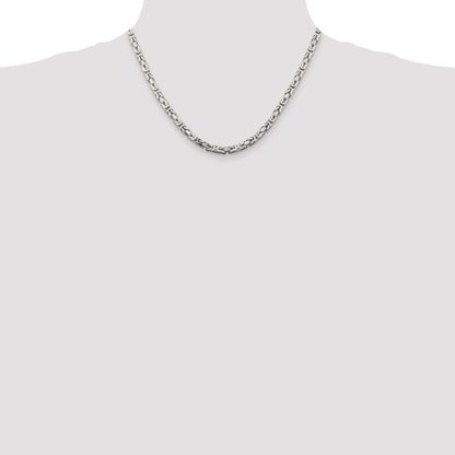 Sterling Silver 4.25mm Byzantine Chain
