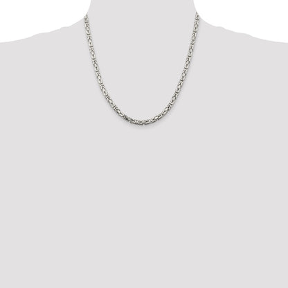 Sterling Silver 4.25mm Byzantine Chain