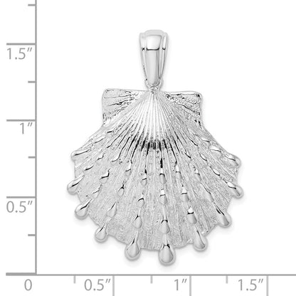 De-Ani Sterling Silver Rhodium-Plated Polished and Textured Lions Paw Shell Pendant