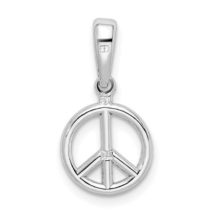 De-Ani Sterling Silver Rhodium-Plated Polished Peace Symbol Pendant