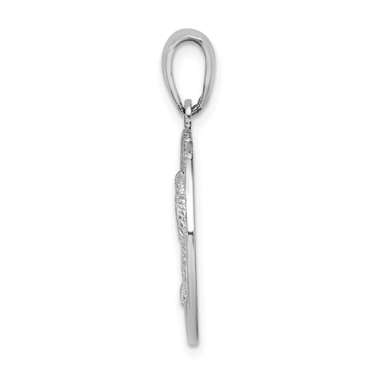 De-Ani Sterling Silver Rhodium-Plated Hilton Head with Palm Tree Round Pendant