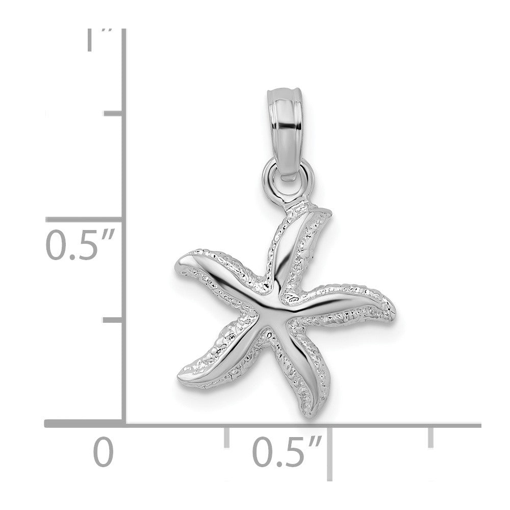De-Ani Sterling Silver Rhodium-Plated Polished and Textured Small Starfish Pendant