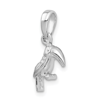 De-Ani Sterling Silver Rhodium-plated Polished 3D Toucan Bird Pendant