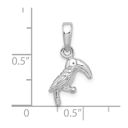 De-Ani Sterling Silver Rhodium-plated Polished 3D Toucan Bird Pendant